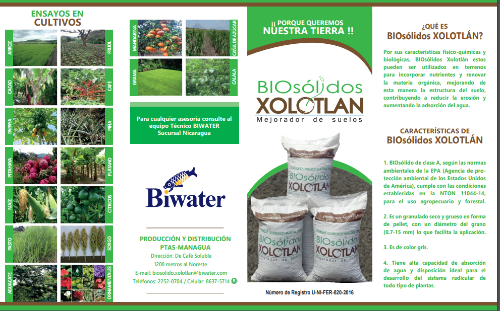 Material informativo de Biosólidos Xolotlán, ficha 1